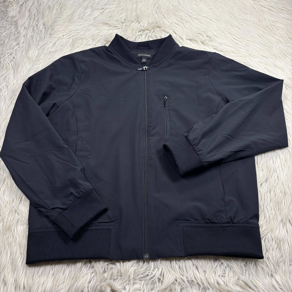 Banana Republic Women's M Black Zip Front Bomber Jacket Minimalist Urban Travel